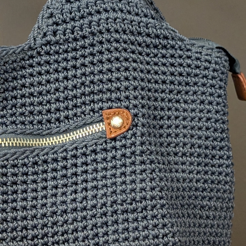 The Sak Navy Woven Shoulder Bag with Tan Details - Picture 5 of 9